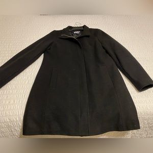Land’s End Womens Black Zipper Wool Coat size 12 Tall